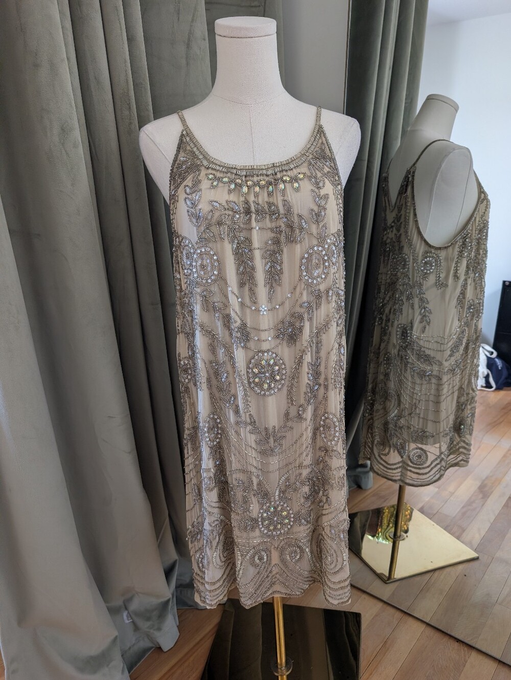 Pronovias Barcelona 100% Silk Beaded Art Deco Dress